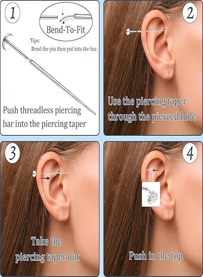 AVYRING أقراط AVYRING 20 غرام ذات ظهر مسطح، أقراط أنف بدون خيط، دبابيس أنف ذهبية للنساء، مجوهرات ثقب غضروف شحمة الأذن، مصنوعة من الفولاذ الجراحي، أداة إدخال أقراط ذات ظهر مسطح. - Image 3